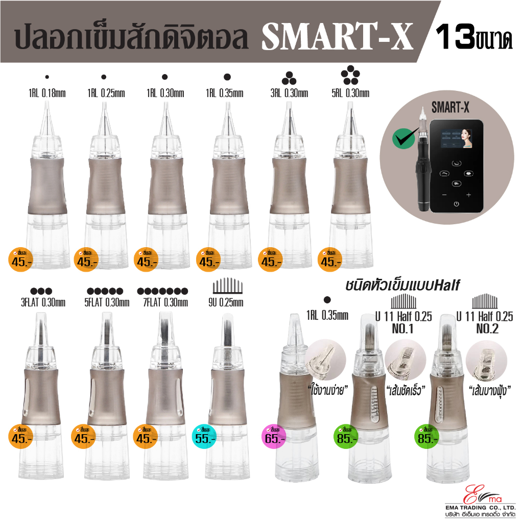 ส่งไว ปลอกเข็มสักคิ้ว ตา ปาก สำหรับเครื่องสักคิ้วDIGITAL รุ่นSMART-X ปลอกเข็มสักออมเบร สักแฮร์สโตก เ