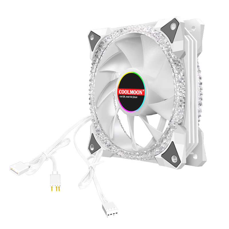พัดลมเคส Coolmoon Magic Diamond AS2 ARGB 3pin 5V, 4pin PWM 120mm. 1800RPM