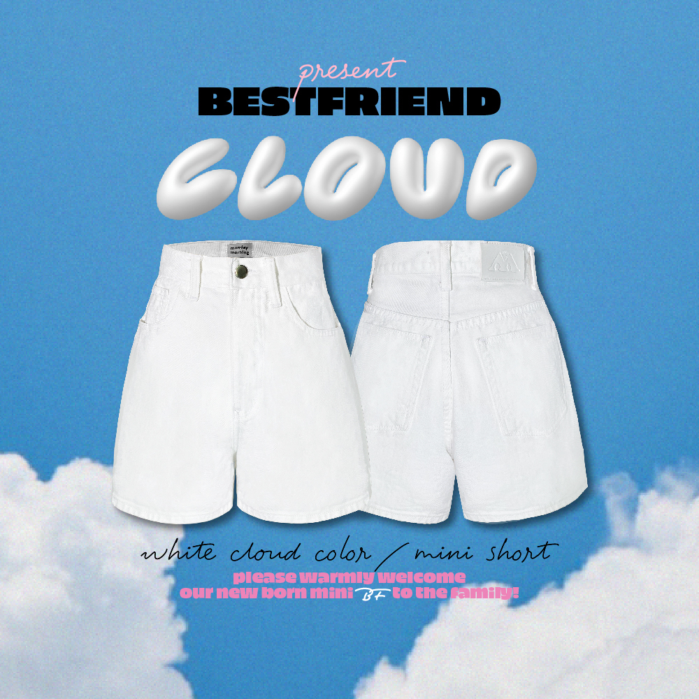 (MINI SHORTS) MONDAY MORNING BESTFRIEND JEANS CLOUD COLOR