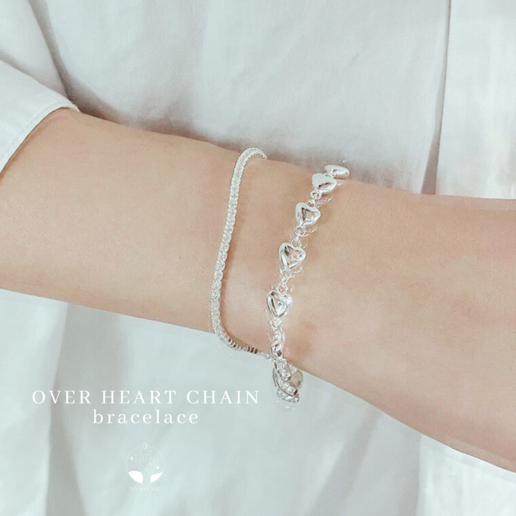 MNL OVER HEART CHAIN สร้อยข้อมือเติมเต็มหัวใจรัก กำไลเงินแท้ เครื่องประดับแฟชั่น ผู้หญิง ไม่ลอกดำ มินิมอล ของขวัญวันเกิด