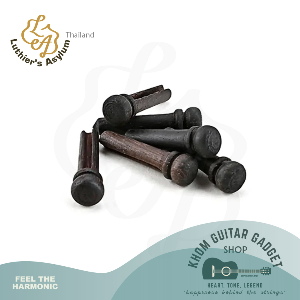 [  สต็อคไทย  ส่งเร็ว⚡️] ชุด 6 ชิ้น หมุดสะพานสายไม้มะเกลือ (Ebony wood) แบบหัวเรียบ เนื้อแกร่ง สำหรับอัพเกรดเสียงกีตาร์ – โปรปัง