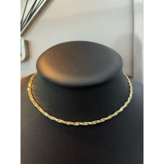 โชคเกอร์ ทองแท้  9k(375)  Italy  ลายเปีย 3 กษัตริย์ เล่นไฟวิบวับ ๆ