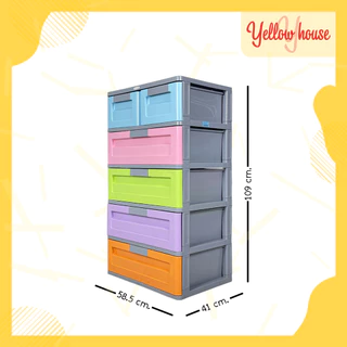 YellowHouse ตู้ลิ้นชัก พลาสติก ตู้รองเท้า กล่องเก็บของ ใส่ของ รุ่น Max L เสาเทา