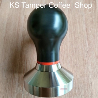 tamper ด้ามกดกาแฟby KS tampercoffeeปอมคาดแดง คาดทองขนาดเส้นผ่านศูนย์กลางขนาด 51,53,54,57,58.0,58.50,58.55มมพร้อมส่ง