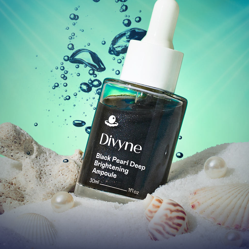 Divyne (ดิไวน์) แอมพูลราชินีไข่มุกดำ ผิวเงา อมชมพู 30ml. DIVYNE Black Pearl Deep Brightening 30ml.