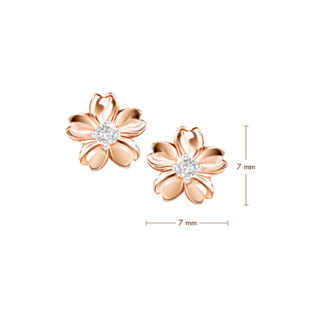 PRIMA ต่างหูเพชรรูปดอกไม้ ( ซากุระ ) ตัวเรือน 9K สี Rose Gold รหัสสินค้า 991E1325-01 จำหน่ายเป็นคู่ (2 ชิ้น)