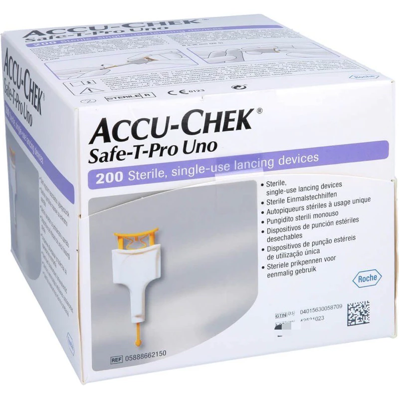 เข็มAccuchek Safe-T-Pro Unoแบบ200ชิ้น/Exp.2029เข็มเจาะปลายนิ้วพร้อมใช้งาน