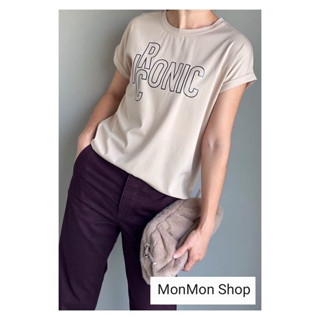 ~MONMONSHOP😊MON6657～ เสื้อยืดผ้าคอตตอนยืด หนานุ่ม ผ้าทิ้งตัวใส่สบาย ไม่ยับ ไม่ย้วย ลายสกรีนเมทัลลิค สวยมากๆค่ะ