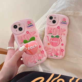 💖New 💖 iPhone 14 13 12 11 Pro Max เคส for เคสไอโฟน11 บางเบาพกพาง่าย ภาษาอังกฤษ พร้อมขาตั้ง สีชมพู ลูกพีช Case