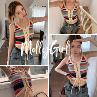 Mollygirl เสื้อไหมพรม เสื้อสายเดี่ยว มาใหม่ พร้อมส่ง 2200#