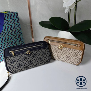 TORY BURCH T MONOGRAM JACQUARD ZIP CONTINENTAL WALLET 79383