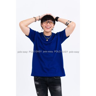 2XL เสื้อยืด สีน้ำเงิน คอกลม แขนสั้น Size 2XL