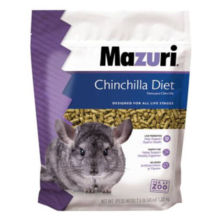 Mazuri Chinchilla Food 1.13 kg. ผลิตจากแหล่งใยอาหารหลายชนิด เช่น หญ้าแห้งทิโมธี และโปรไบโอติกเพื่อสุขภาพทางเดินอาหาร