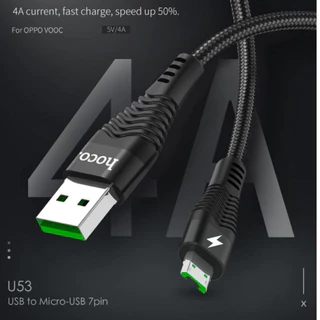 Hoco สายชาร์จเร็ว 5.0A/4.0A. สายถักอย่างดี 1.2m. Supercharge USB Type C Micro USB charging data cable U53