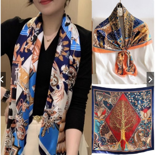 ผ้าซาติน90*90🔥พร้อมส่ง  Big Silk Scarf Premium