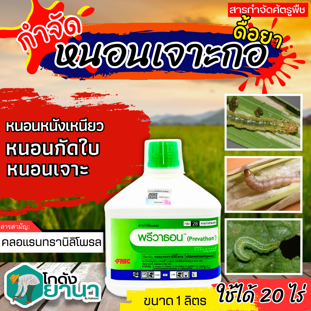 พรีวาธอน (คลอแรนทรานิลิโพรล) ขนาด 1ลิตร ป้องกันกำจัดหนอน ประเภทสัมผัส ออกฤทธิ์สัมผัส กินและถูกตัว