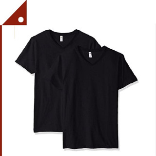 Fruit of the Loom : FOLMVNBM* เสื้อยืดชายคอวี Mens Lightweight Cotton Tees, V-Neck Black, 2-pk.