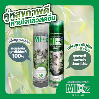 MIXZ health breath ชุด สเปรย์ยูคาลิปตัสและยูคาชาเขียว 2 กระป๋อง 320 ml.