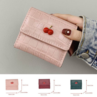 กระเป๋าใส่บัตรลายเชอรี่ Crocodile Embossed Card Holder Cherry Decor