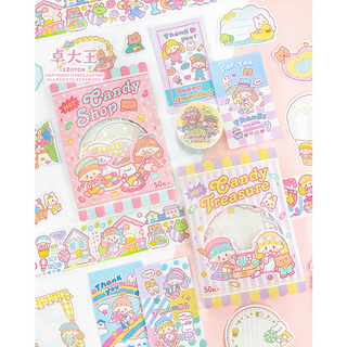 Molinta "Candy" Tape&amp;Sticker  ธีมแคนดีสีชมพู พาสเทลสดใส แต่งกับอะไรก็น่ารักค่า สติกเกอร์น่ารักพร้อมส่งในไทย