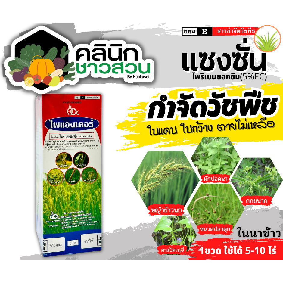 🥬 ไพแองเคอร์ (ไพริเบนซอกซิม) บรรจุ 500ซีซี กำจัดวัชพืชใบแคบ ใบกว้าง และตระกูลกก ข้าวไม่แดง