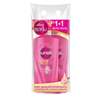 (แพ็คคู่สุดคุ้ม 1+1) SUNSILK ซันซิล แชมพู สมูท แอนด์ เมเนจเจเบิ้ล สูตรผมมีน้ำหนักจัดทรงง่าย สีชมพูสลิม ขนาด 350 มล.