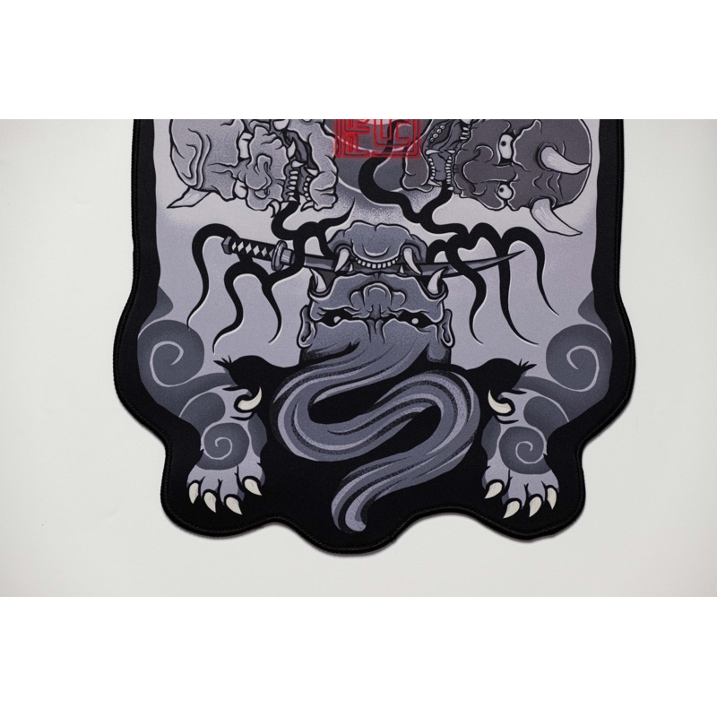 Floppy Fat Tiger Deskmat - demONI B&W - แผ่นรองเม้าส์ แผ่นปูโต๊ะ ขนาด 80x40