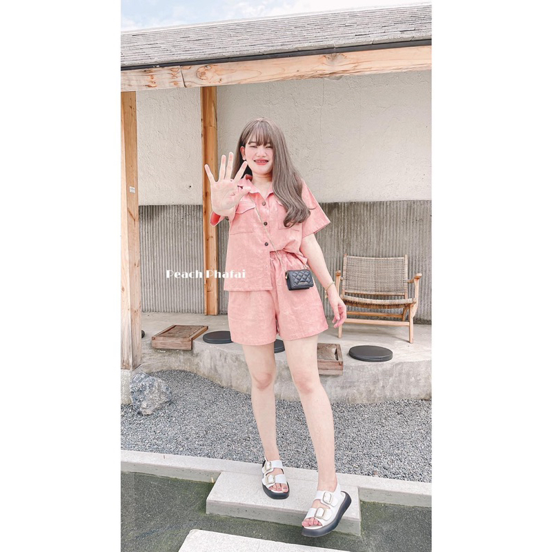 ชุดเซทคอปกขาสั้น แขนสั้น ด99
