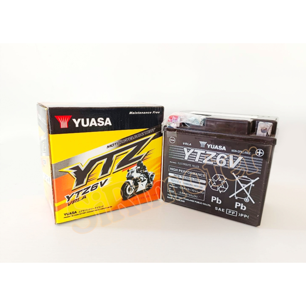 แบตเตอรี่แห้ง YUASA YTZ6V Grandfirano / FIORE / FILANO / PCX , CBR150 , CLICK125i (12V 5.3AH)