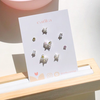 (กรอกโค้ด GG24P ลด 65.-) earika.earrings - candy buttie set เซ็ตต่างหูผีเสื้อก้านเงินแท้ คนแพ้ง่ายใส่ได้