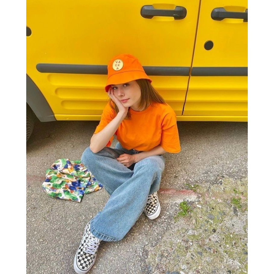 🍊เสื้อยืดเปล่าสีส้ม เสื้อยืดสีส้มคอวีไม่แถมถุงเท้า S-5XL มีไซต์เด็ก