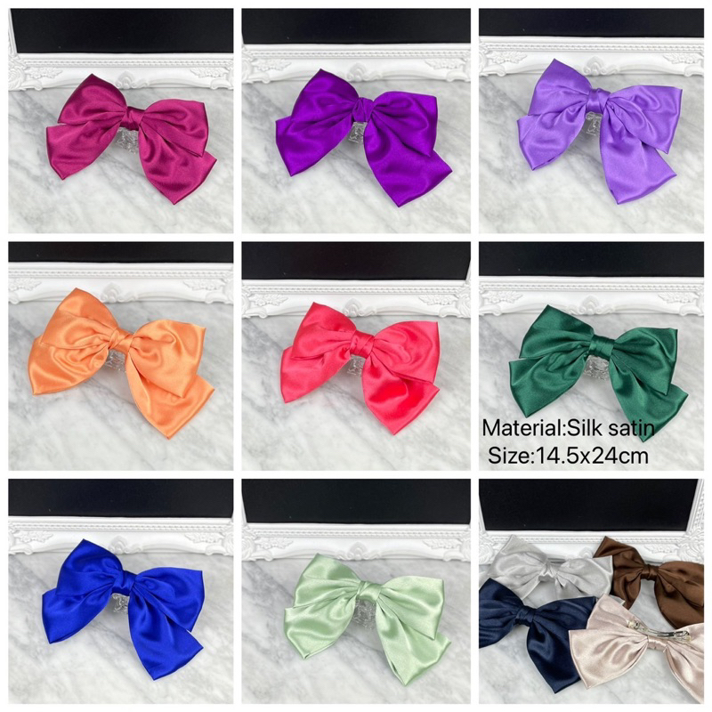 กิ๊บโบว์สองชั้น ผ้าซาตินทรงสวยๆพร้อมส่ง