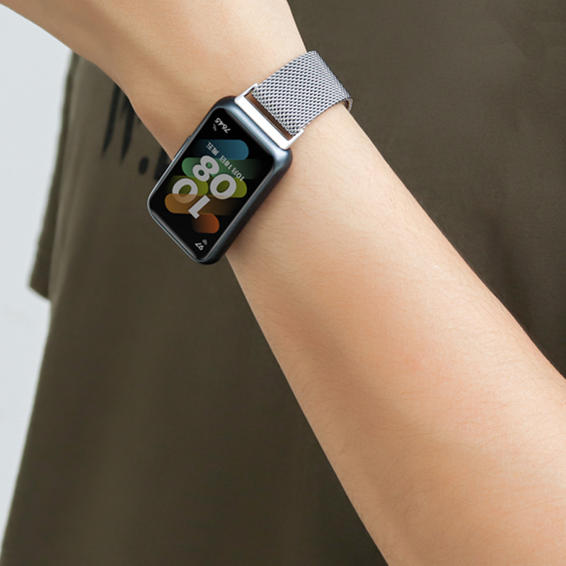 สายรัดสแตนเลสแบบห่วง Milanese สำหรับ Huawei Band 8/9/10 Huawei band 6/7 Honor band 6  แม่เหล็ก สายนาฬิกาข้อมือ