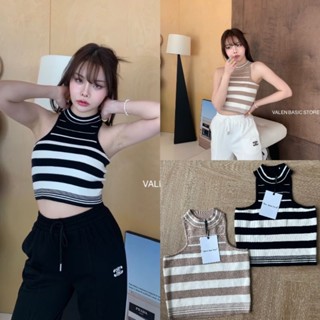 ✨✨𝑁𝑒𝑤 𝐶𝑜𝑙𝑙𝑒𝑐𝑡𝑖𝑜𝑛 ✨✨“Stripe tank top” เสื้อกล้ามไหมพรมทอลายทาง ทรงแขนกุดเว้า ดีเทลการออกแบบลายเส้นสวยดูแพงมากกค่ะ