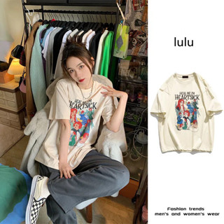 เสื้อยืดลายการ์ตูนไซส์ใหญ่ oversize  tshirt เสื้อผ้าแฟชั่นสาวอวบ เสื้อโอเวอร์ไซส์ผู้หญิงมัดย้อม คู่รัก สไตล์เกาหลีน่ารัก