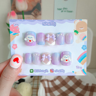 เล็บเจล ฟ้าม่วง candy สุดcute แถมฟรี!! อุปกรณ์ครบชุด เล็บปลอมพร้อมติด