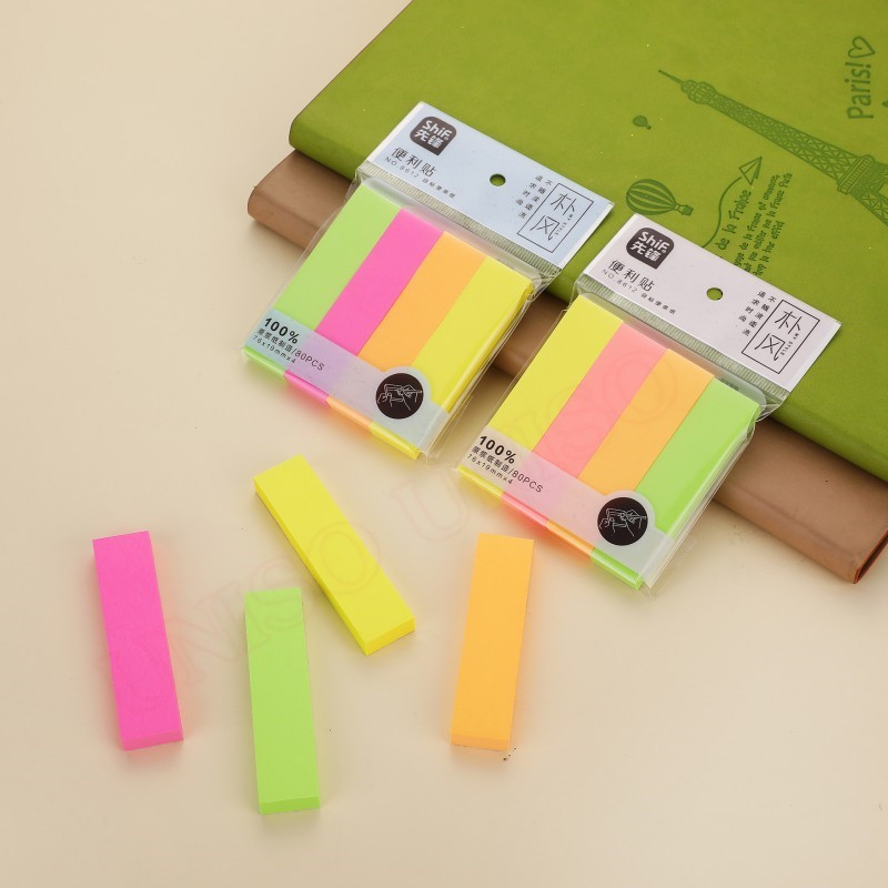 (พร้อมส่ง)กระดาษโน้ต มีกาวในตัว  กระดาษโน๊ตกาว sticky note *คละสี*  โพสอิทขนาด (76x19mmx4ชิ้น)*คละสี*#โพสต์อิทโน๊ต