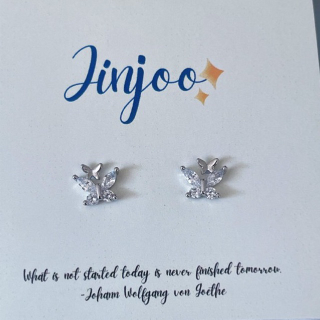 Jinjoo✨ ต่างหูผีเสื้อเพชรประดับ หรูหรา ดูแพง ใส่ได้ทุกวัน💐🌼✨