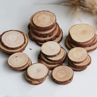 O•urHome [พร้อมส่ง] แผ่นไม้ทรงกลม natural round wood พร๊อบแผ่นไม้  งานไม้DIY ไม้จริง แผ่นไม้รองจาน