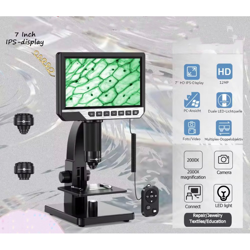 2020ใหม่ล่าสุด HD 7นิ้ว2000Xกล้องจุลทรรศน์ดิจิตอลสำหรับDIY 500X 1000X USB อุตสาหกรรมกล้องจุลทรรศน์ต่