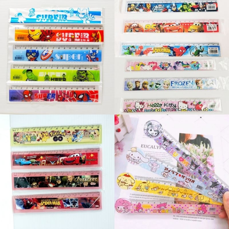 ไม้บรรทัด ลายการ์ตูน (ราคา/ชิ้น)งานดี ยาว 15 และ 20 cm