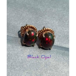 🌈 ต่างหูแบลคโอปอล สีสวย ( Black opal earrings )