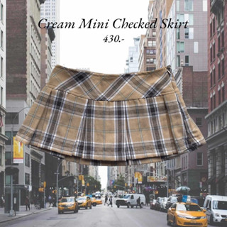 HH480🤎CREAM MINI CHECKED SKIRT