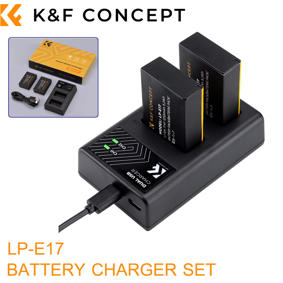 K&F CONCEPT LP-E17 battery and LP-E17 battery charger kit สำหรับกล้อง Canon