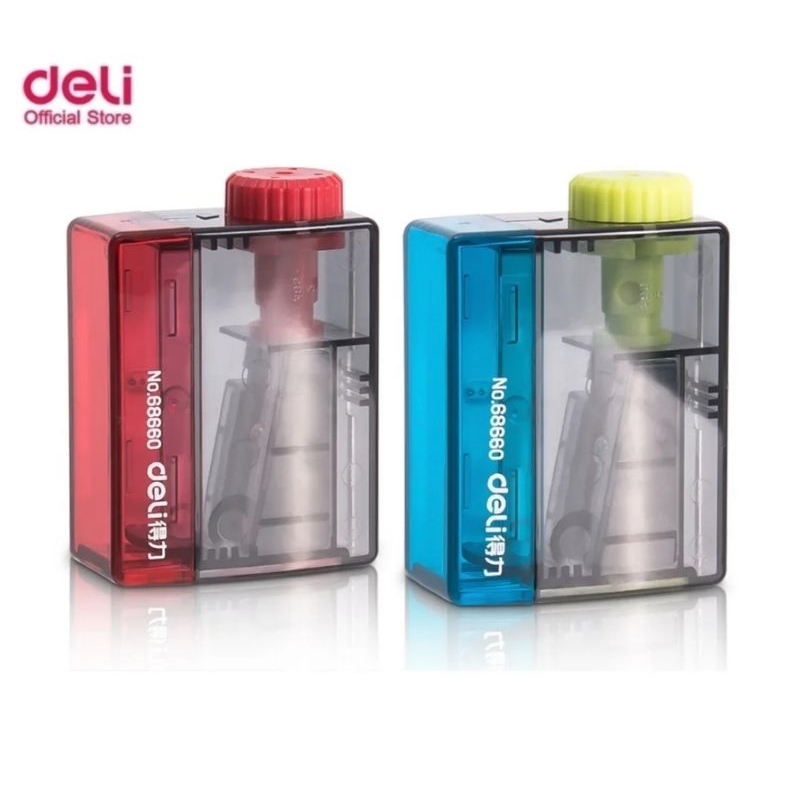 Deli Pencil Sharpener กบเหลาดินสอ แบบพกพา ปรับใบมีดได้ 4 มุม No.68660 (คละสี)