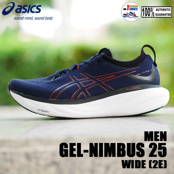 [✨ALL NEW] WIDE Asics รุ่น Nimbus 25 1011B625-401 สี Midnight/ electric red ที่สุดของการเปลี่ยน ของเ