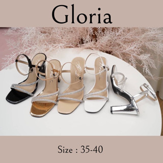 รุ่น Gloria รองเท้าส้นสูงเพชร หนังเมทาลิค