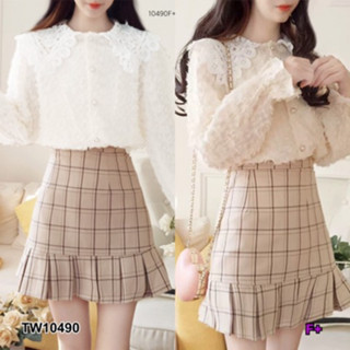 CS10490 เสื้อปกฉลุลูกไม้ lace collar shirt