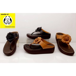 **ซื้อ 1คู่แถม 1คู่**รองเท้าหนังแท้ friendship shoes รุ่น4673--002  รองเท้า comfort คีบ