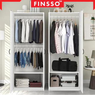 พร้อมส่ง!! FINSSO : ตู้เสื้อผ้า ตู้เสื้อผ้าไม้ คุณภาพดี ราคาถูก แข็งแรง เก็บของได้เยอะ (ตู้เสื้อผ้า 2/3 ประตู wardrobe